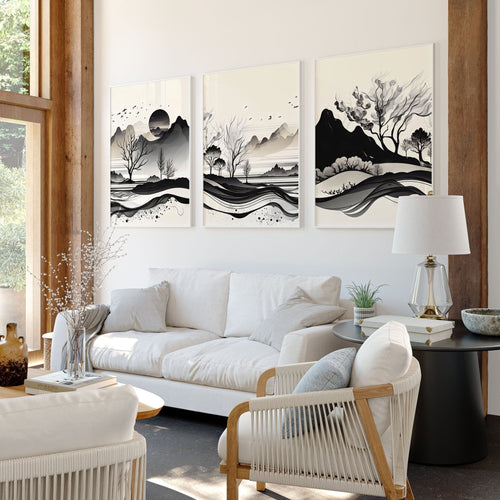 3 Large Pictures on Wall – Set of 3 Living Room Prints
