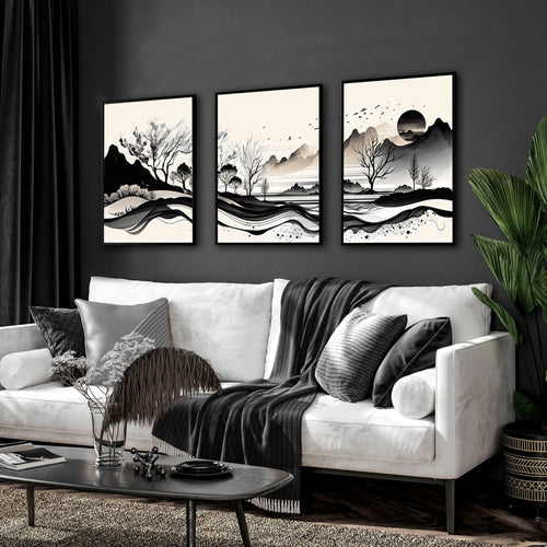 3 Large Pictures on Wall – Set of 3 Living Room Prints