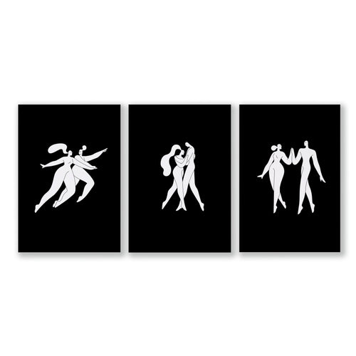 Large Paintings For Living Room | Set of 3 Boho Women Wall art Prints