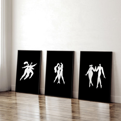Large Paintings For Living Room | Set of 3 Boho Women Wall art Prints