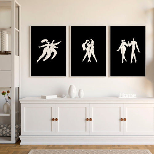 Large Paintings For Living Room | Set of 3 Boho Women Wall art Prints