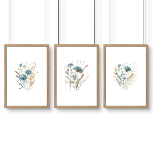 Large Picture For Bedroom | Set of 3 Botanical Art Prints