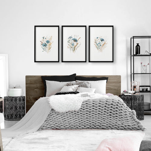Large Picture For Bedroom | Set of 3 Botanical Art Prints