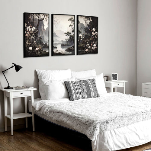 Large Pictures With Frames | Set of 3 Chinoiserie Wall art Prints