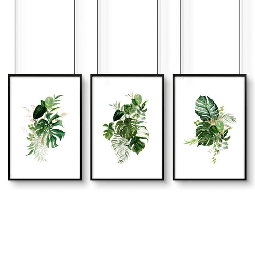 Large prints for living room | set of 3 Tropical wall art prints
