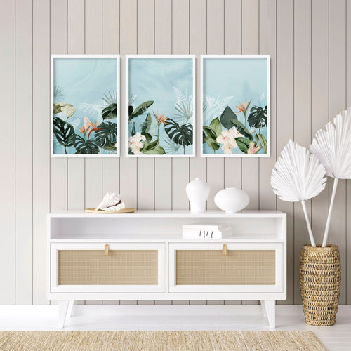 Green wall art for living room | Set of 3 wall art prints