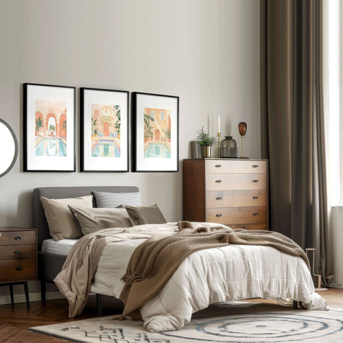Large Wall Art Framed | Set of 3 Beach Decor Wall art Prints