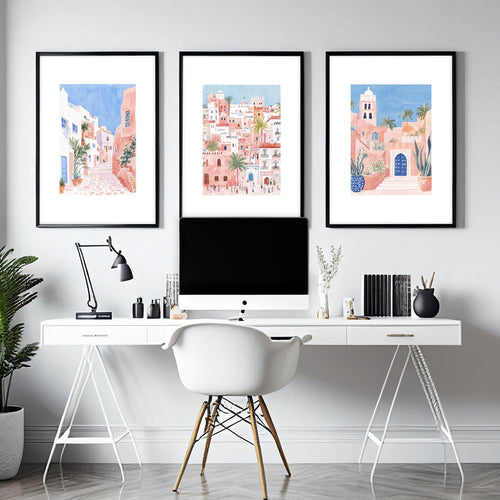 Large Wall Framed Art | Set of 3 Beach Decor Wall art Prints