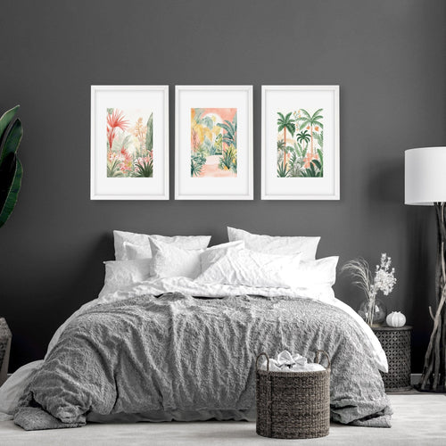 Large Wall Paintings Framed | Set of 3 Beach Decor Wall art Prints