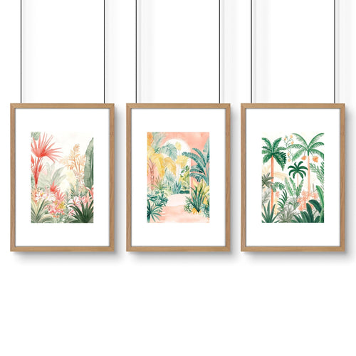 Large Wall Paintings Framed | Set of 3 Beach Decor Wall art Prints