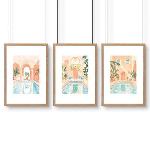 Large Wall Pictures For Living Room | Set of 3 Beach Decor Wall art Prints