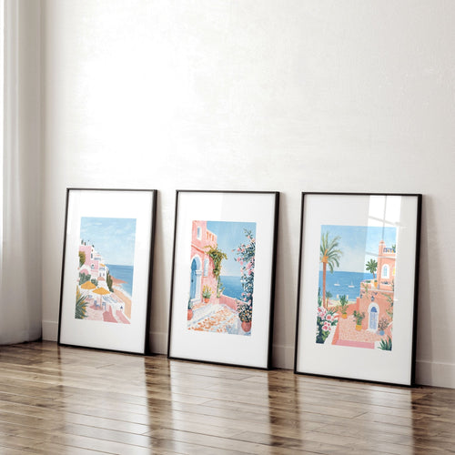 Large Wall Pictures Living Room | Set of 3 Beach Decor Wall art Prints