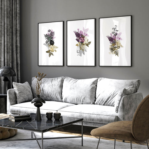 Set of 3 Wall Art – Large Floral Prints for Living Room