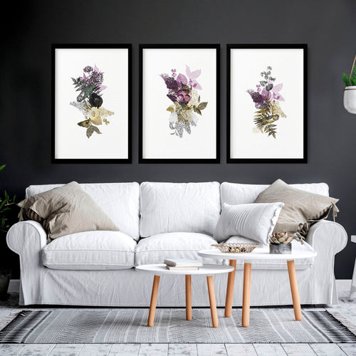 Set of 3 Wall Art – Large Floral Prints for Living Room