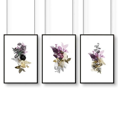 Set of 3 Wall Art – Large Floral Prints for Living Room