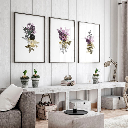 Set of 3 Wall Art – Large Floral Prints for Living Room