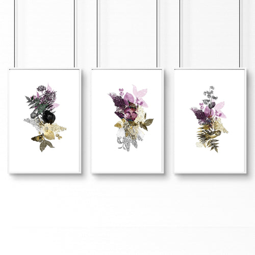 Set of 3 Wall Art – Large Floral Prints for Living Room