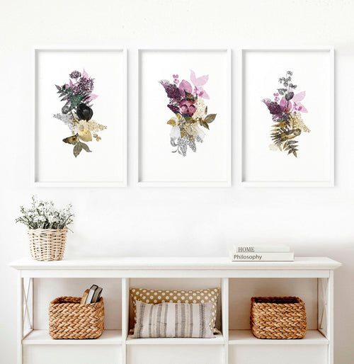 Set of 3 Wall Art – Large Floral Prints for Living Room