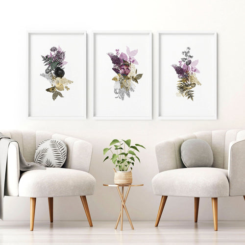 Set of 3 Wall Art – Large Floral Prints for Living Room