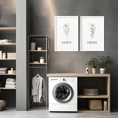 Laundry Room Wall Decor | French Country Set of 2 Prints