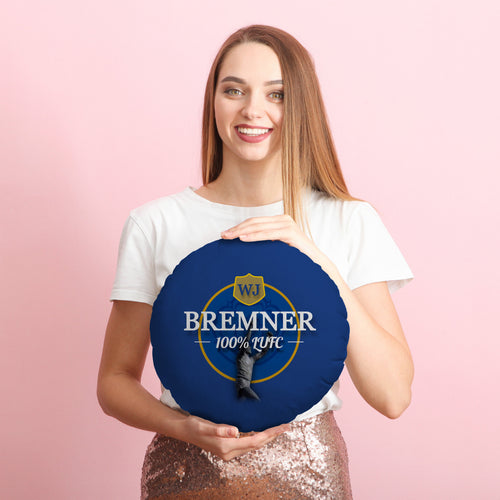 Leeds WJ Bremner- Football Legends - Circle Cushion 14"