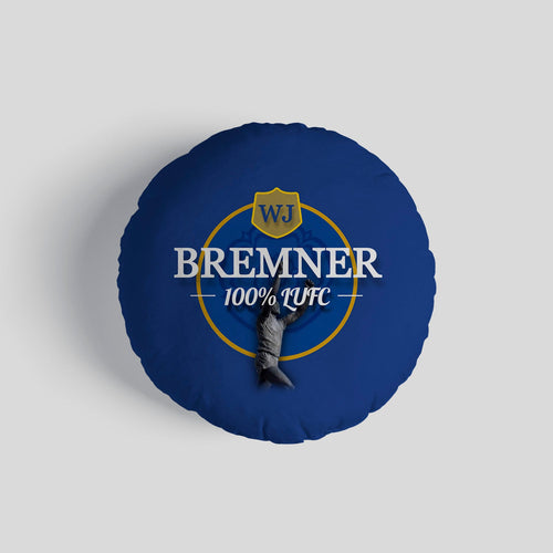 Leeds WJ Bremner- Football Legends - Circle Cushion 14"