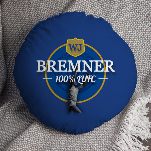 Leeds WJ Bremner- Football Legends - Circle Cushion 14"