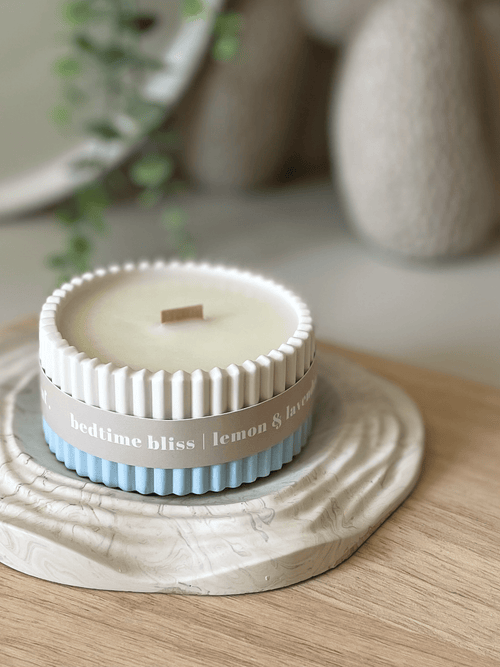 Lemon & Lavender Stoneware Soy Candle – Soothing Bedtime Aroma