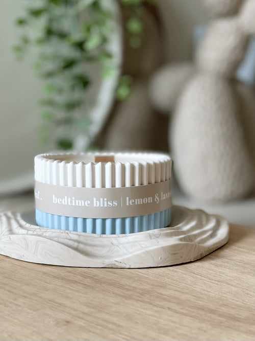 Lemon & Lavender Stoneware Soy Candle – Soothing Bedtime Aroma
