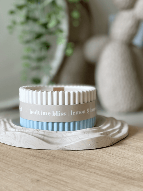 Lemon & Lavender Stoneware Soy Candle – Soothing Bedtime Aroma