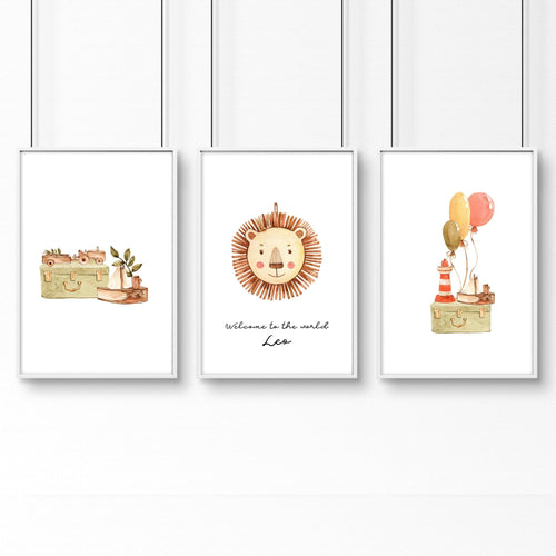 Animal wall art for Nursery | set of 3 wall art prints