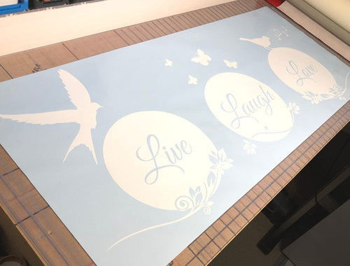 Live Laugh Love Wall Sticker with Birds and Floral Design