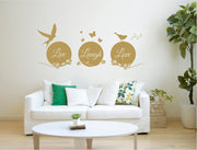 Live Laugh Love Wall Sticker with Birds and Floral Design
