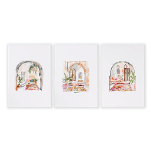 Living Room Paintings | Set of 3 Moroccan Inspired Wall art Prints