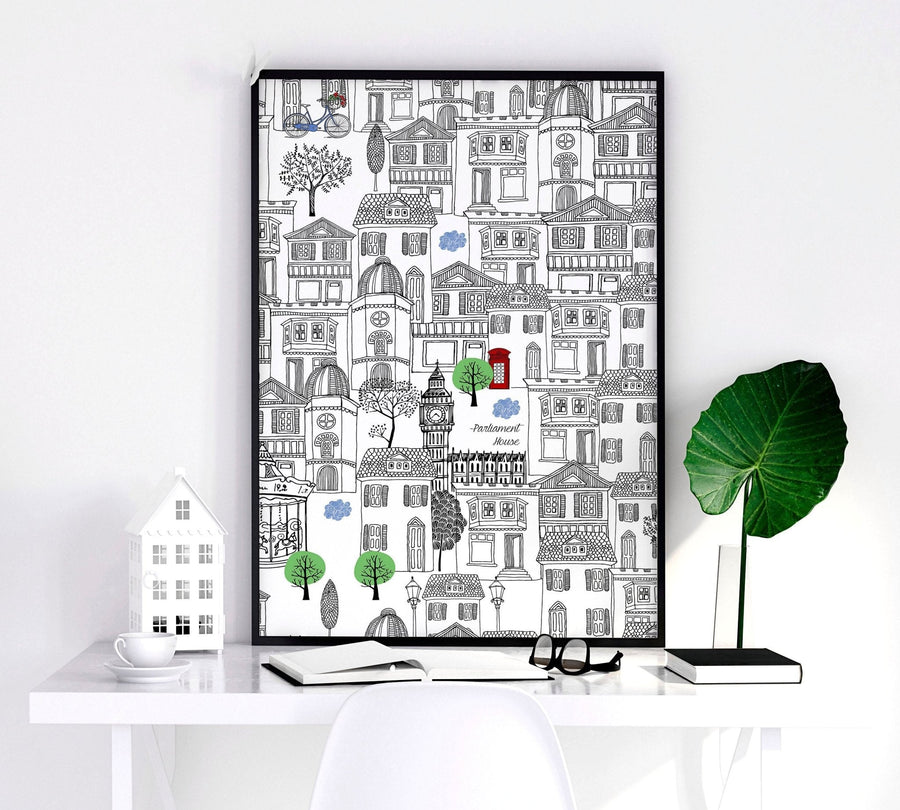 Wall art London | Set of 2 framed travel posters