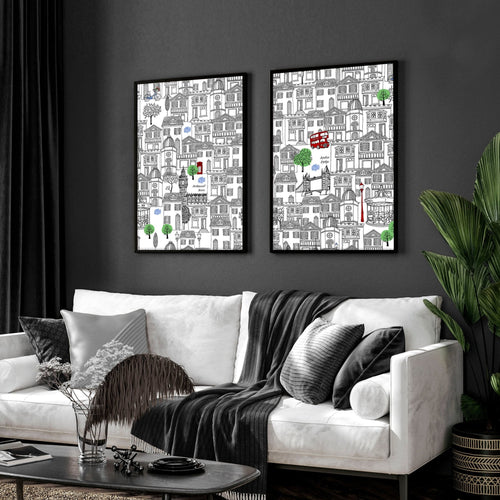 Wall art London | Set of 2 framed travel posters