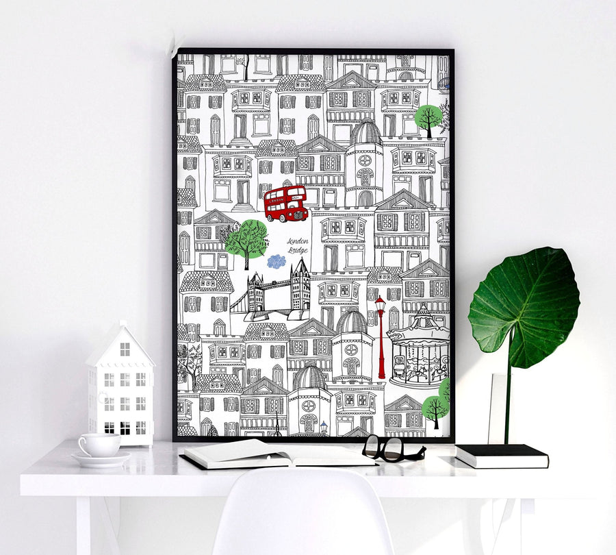Wall art London | Set of 2 framed travel posters
