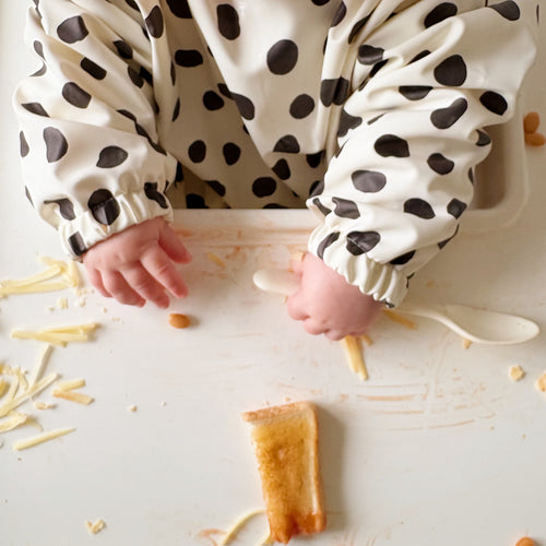 Long Sleeved Baby Bib - Spotty print