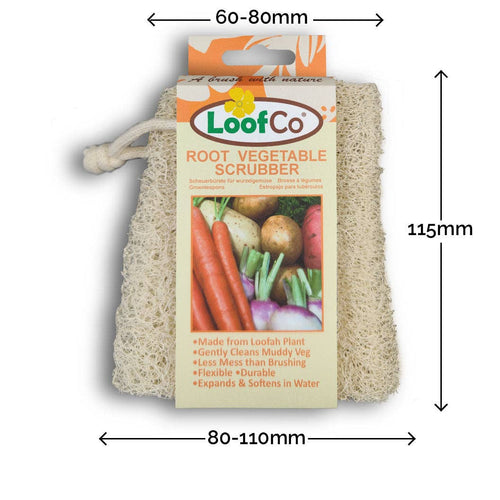 LoofCo Root Vegetable Scrubber – Natural Loofah Veggie Cleaner with Cotton Loop