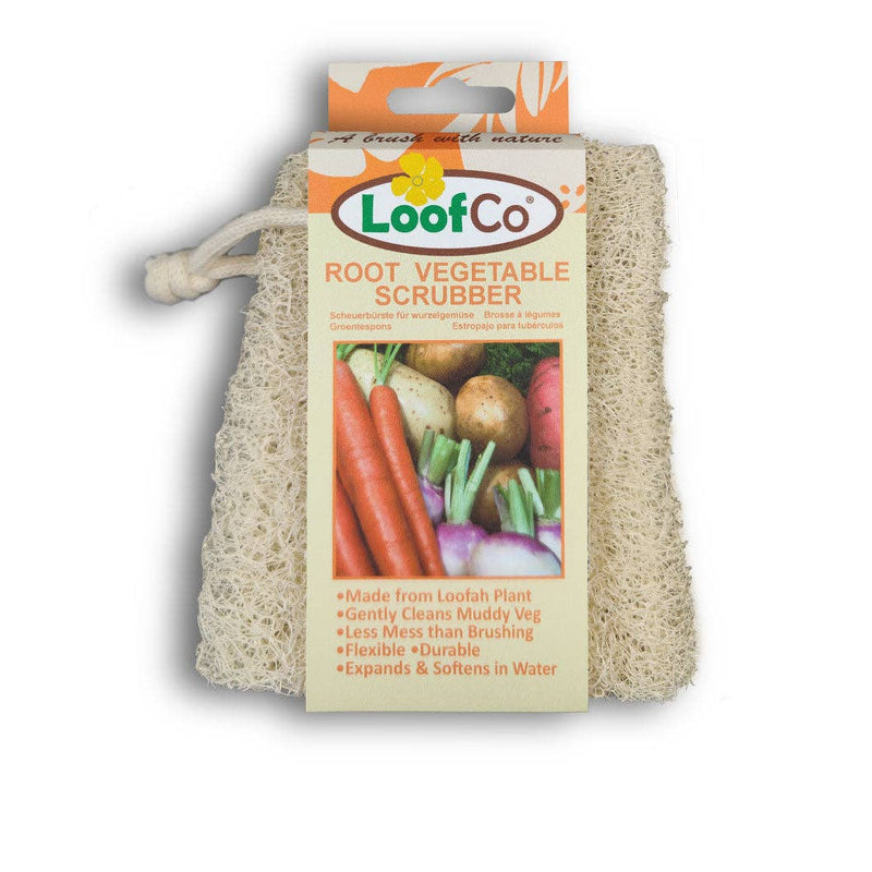 LoofCo Root Vegetable Scrubber – Natural Loofah Veggie Cleaner with Cotton Loop
