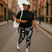 Black and White Love Print High-Waisted Leggings
