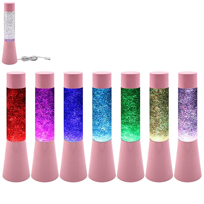 Glitter Lamp Tall Pink   one