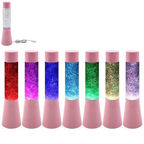 Glitter Lamp Tall Pink   one