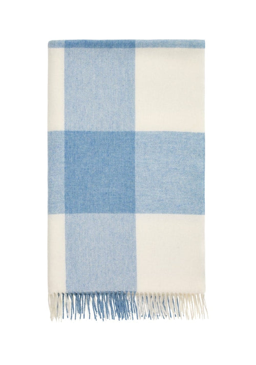 Lucy's  Sky Blue Checker Merino Throw Blanket
