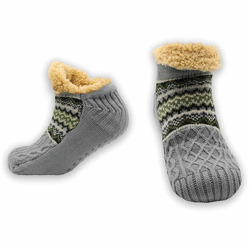 Sock Stack Slipper Socks Sherpa Lined Warm Nordic Fair Isle Non Slip Indoor Winter House