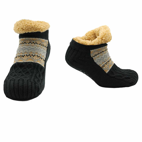 Sock Stack Slipper Socks Sherpa Lined Warm Nordic Fair Isle Non Slip Indoor Winter House