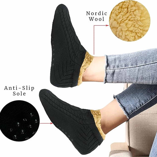 Sock Stack Slipper Socks Sherpa Lined Warm Nordic Fair Isle Non Slip Indoor Winter House