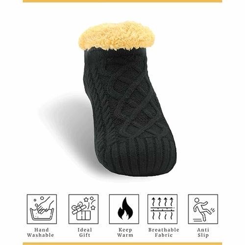Sock Stack Slipper Socks Sherpa Lined Warm Nordic Fair Isle Non Slip Indoor Winter House
