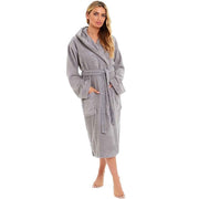 Daisy Dreamer Women Bamboo Hooded Dressing Gown Towelling Robe Ultra Absorbent Grey Cotton Rich Easy-Care Bath Robe