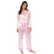 Daisy Dreamer Womens Satin Silk Pyjama Set Long Sleeve Dress Shirt Collar Loose Fit Pants